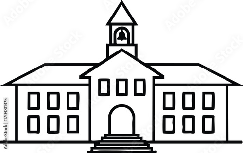 Illustration of a school building this image represents education, learning, and the pursuit of knowledge in an academic environment