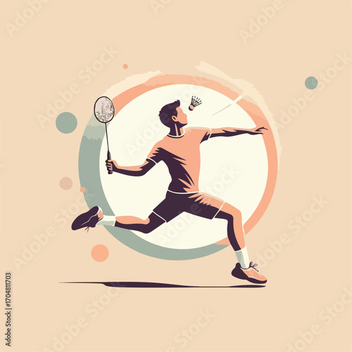 flat illustration of a badminton player
