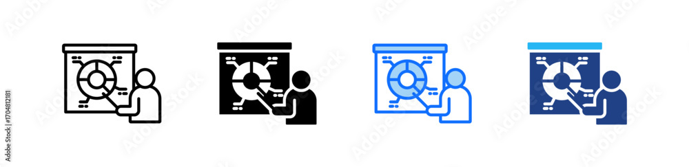 Obraz premium Illustrated Presentation Icon Set Multiple Style Collection