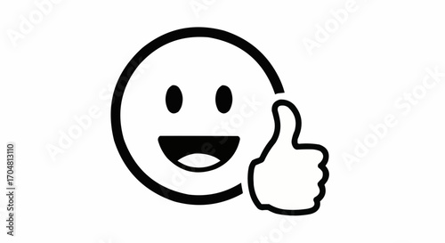 Vector art of happy smiley face with a thumbs up gesture