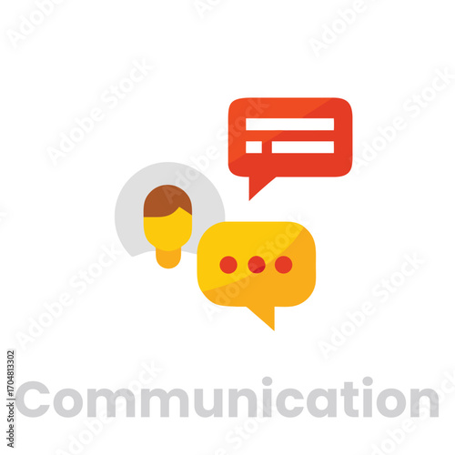 Communication icon isolated on white background this icon represents interpersonal communication, featuring a person and speech bubbles for dialogue