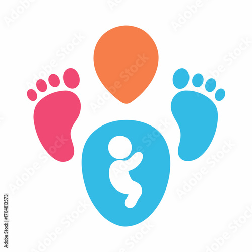 Baby feet icon vector set footprint newborn kids infant child care family growth symbol vector artwork