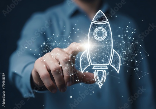 Innovation Launch Rocket Startup.