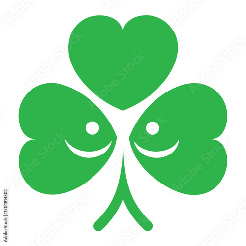 Clover emoji icon set shamrock icon green lucky symbol holiday st patrick day vector design