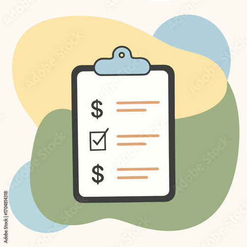 Clipboard with rising graph checklist dollar sign business report progress document finance vector illustration