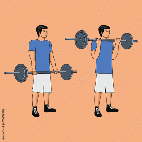 Flat Color Gym Barbell Vector Illustration