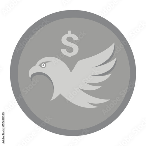 Coin vector silver emoji money illustration eagle symbol economy savings investment currency vector design
