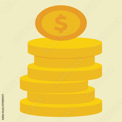 Coins stack vector illustration coins icon flat financial growth investment business savings economy vector artwork