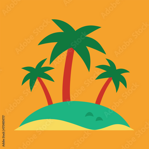 Desert island emoji icon illustration two tree palms tropical landscape remote vacation vector illustration