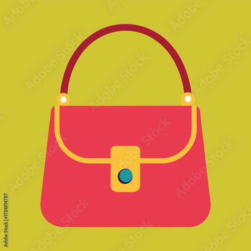 Designer handbag with buckle detail fashion accessory luxury style leather bag elegant vector artwork