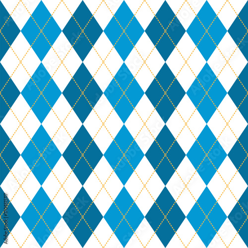 oktoberfest colors argyle seamless pattern, blue white vector background