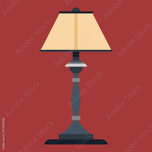 Elegant table lamp decorative interior furniture light illumination home design vector artwork