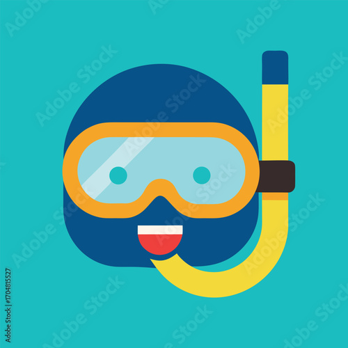 Emoji diving mask with snorkel vector icon illustration underwater swimming water sport equipment vector design