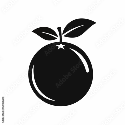 Single orange with leaves sits in stark contrast, a simple yet elegant representation of citrus fruit against a plain backdrop, evoking freshness.