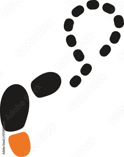 Footprints shoe sole tracking path on transparent background hiking walking travel trace vector design