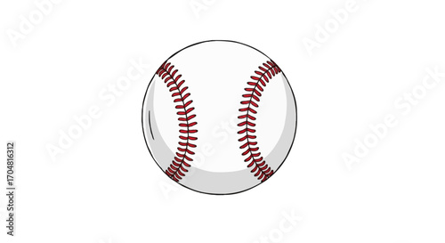Vector single icon of a white baseball ball with red stitches, realistic color style, isolated on white background