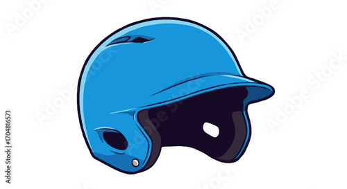 Vector single icon of a blue protective baseball helmet, realistic vector style, isolated on white background