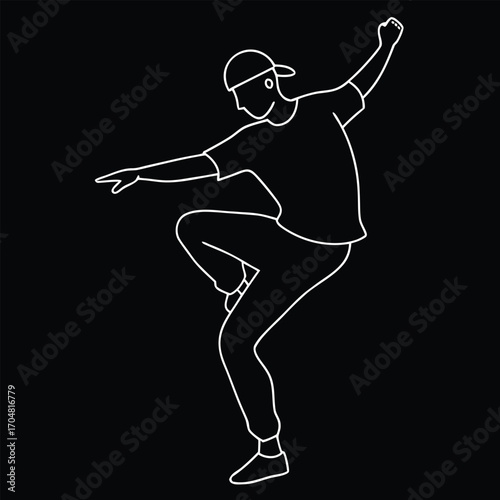 Hip hop dancer single line drawing street culture movement choreography music lifestyle vector minimal illustration