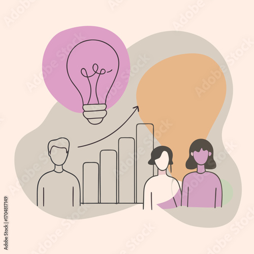 Individuals collaborating on ideas and strategy abstract teamwork cooperation brainstorming business vector illustration