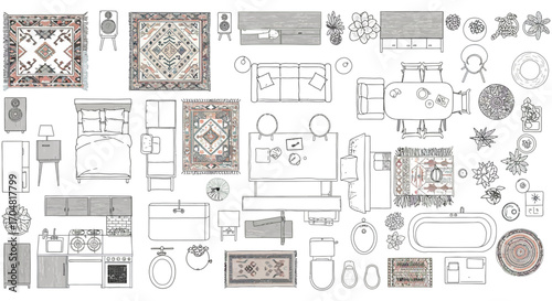 interior design layout featuring furniture arrangement and space planning for modern living offering creative solutions for home decor apartment floor plan