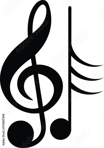 Musical note staff treble clef notes musician concert melody performance sound vector illustration
