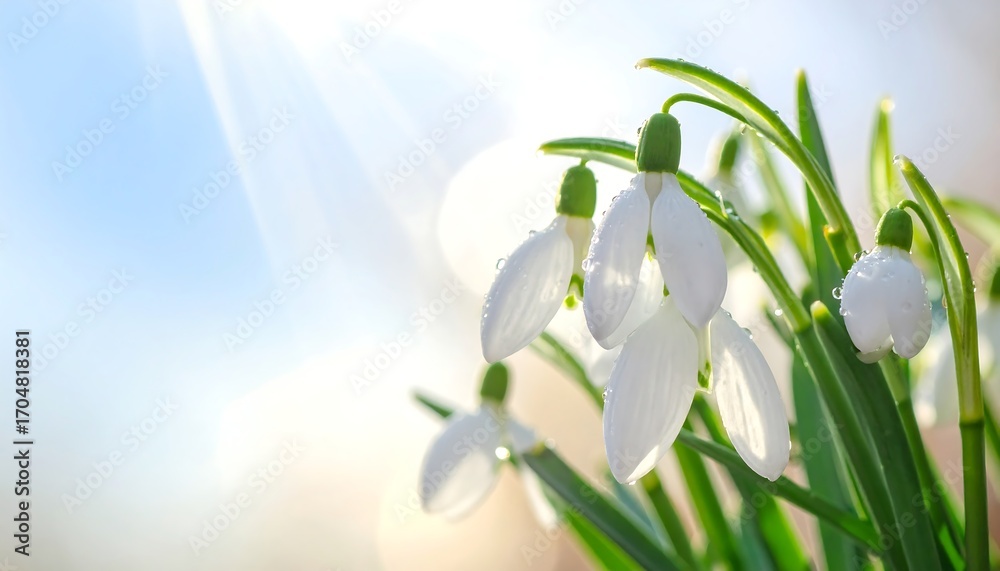 Fototapeta premium Delicate snowdrops in sunlight