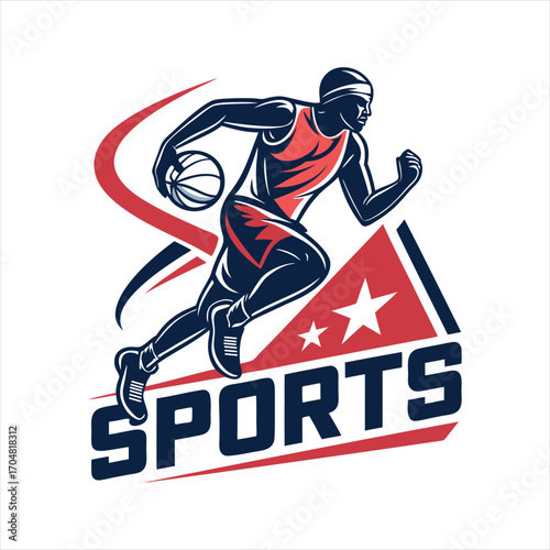 Dynamic Basket Ball Sports Logo