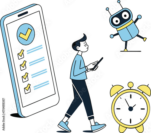 Digital Task Management and Automation Illustration