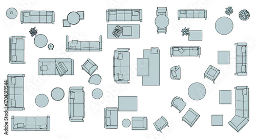 furniture layout showcasing a variety of furniture arrangements for interior design planning in floor plan view perfect for space planning concepts