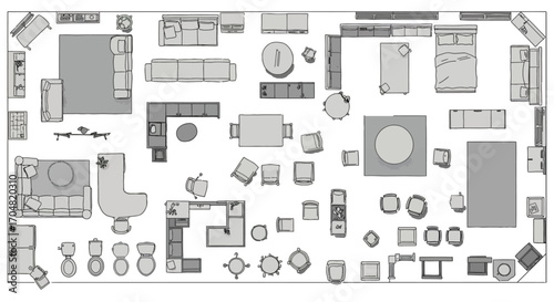floor plan furniture layout showcasing interior design arranging living spaces with sofas tables and chairs for home improvement projects.
