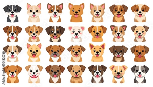 Cute cartoon dog faces