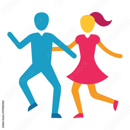 Woman and man dancing vector emoji icon cartoon illustration