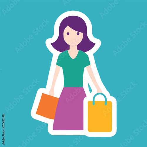 Woman shopping vector illustration lifestyle flat design
