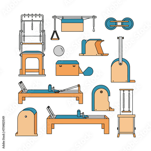pilates equipment studio machinery for training rehabilitation  fitness in an exercise center for health ideal for well-being  athletic workout