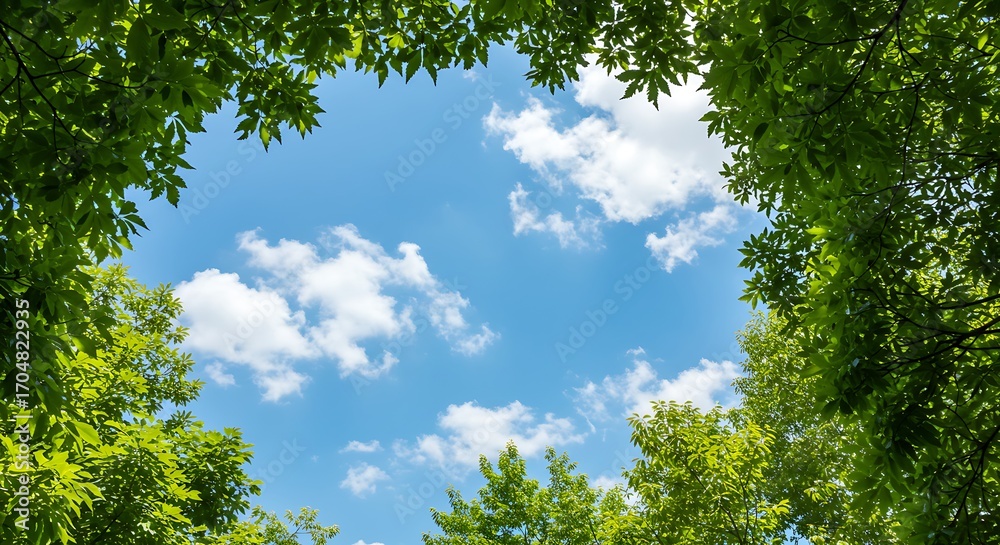 Obraz premium Sky through lush leaves