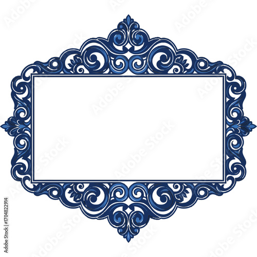 ornate frame design a decorative navy blue border with a vintage scrollwork pattern for invitations announcements and branding materials.