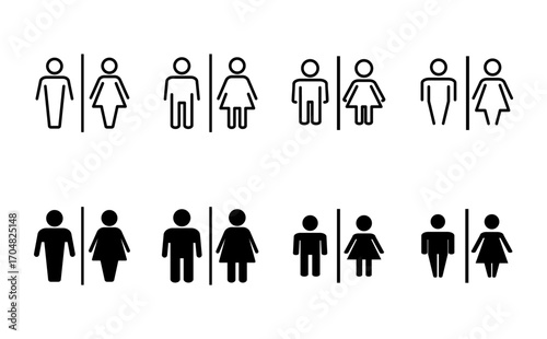 Toilet icon set. restrooms icon vector. bathroom sign. wc, lavatory