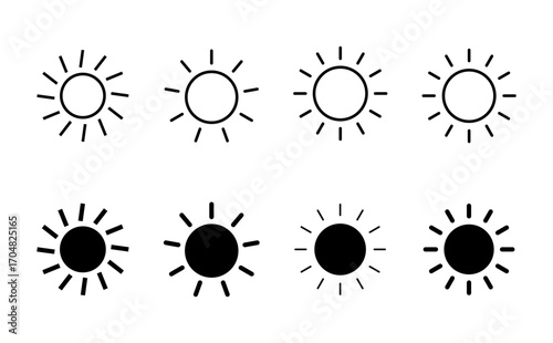 Sun icon set. Brightness Icon vector