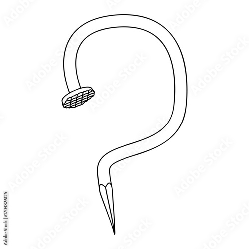 Outline for Coloring of Nail Stainless Steel and Iron Pins. Construction and Wooden Work Equipment. Vector Illustration.