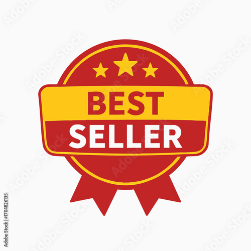 Best Seller Badge with Stars and Ribbons.