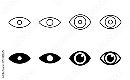 Eye icon set. Eye vector icon. Look and Vision icon.