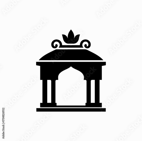 Durga Mandap Silhouette – Festival Pavilion Illustration