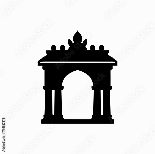 Durga Mandap Silhouette – Festival Pavilion Illustration
