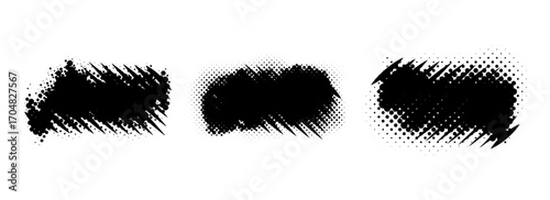 Wallpaper Mural Grunge comic pop art banner set. Rough dotted and striped grainy dirty shape collection. Halftone spray paint frames pack. Vector distressed elements for text box, poster, badge, collage, border  Torontodigital.ca