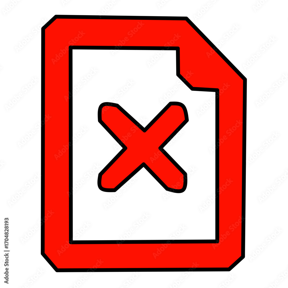 Obraz premium Red Rejected Document Icon - File Cancel Symbol