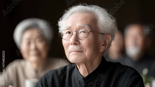 Focused Elderly Face Showing the Precipitation of Time and the Light of Wisdom