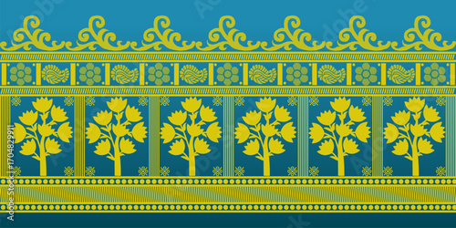 beautiful graphic saree design and this sari design is in Indian style which is for textile fashion industry and it can be used as wallpaper backdrop and website bg this style is originated in india 