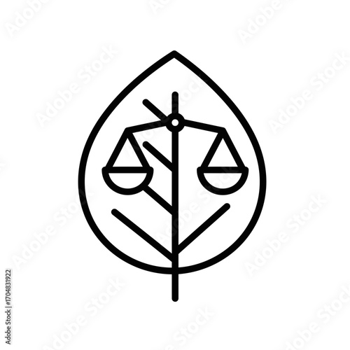 Leaf with Scales of Justice Symbol of Environmental Law and Balance.
