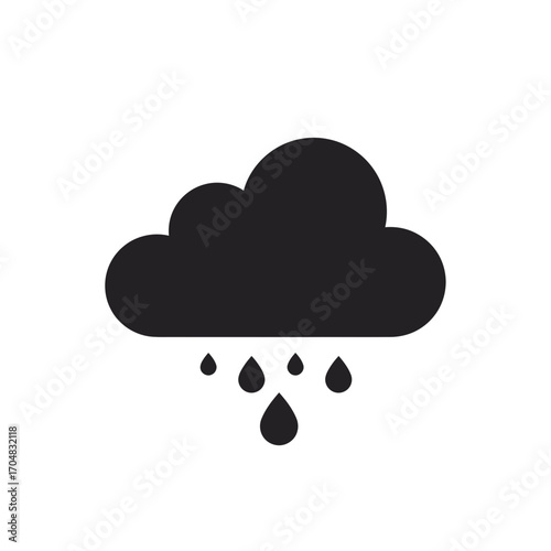 Rainy Weather Icon Dark Cloud with Falling Raindrops.