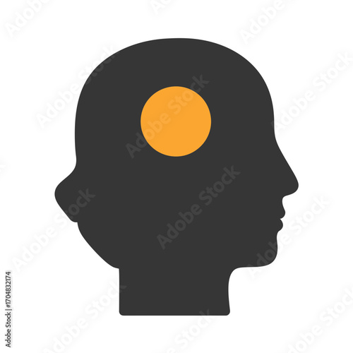 Silhouette of a head with a bright spot inside symbolizing focus.